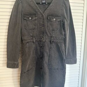 GAP Women's Charcoal Jean Jacket Dress